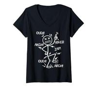 Women's Ow Ow Ow Chronic Pain Awareness Comedy Stick Chronic Pain V-Neck T-Shirt