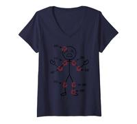 Women's Ow Ow Ow Chronic Pain Awareness Funny Stick Character V-Neck T-Shirt