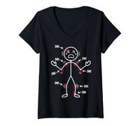 Women's Ow Ow Ow Funny Chronic Pain Awareness Comedy Stick Character V-Neck T-Shirt