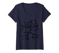 Women's Ow Ow Ow Stick Character Comedy Figure Chronic Pain Joke V-Neck T-Shirt