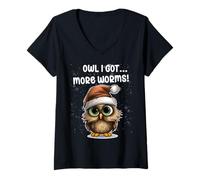 Womens Owl I Got...More Worms Grumpy Christmas V-Neck T-Shirt