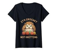 Womens Owl Its crochet not knitting owl crocheting for women V-Neck T-Shirt