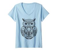 Women's Owl Lover Mandala Owl V-Neck T-Shirt