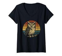 Womens Owl Lover Outfit Vintage Animal Artwork Retro Wise Owl V-Neck T-Shirt