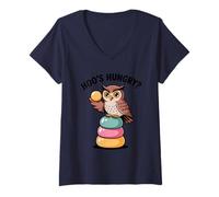 Womens Owl Mochi Hoo's Hungry Japan V-Neck T-Shirt