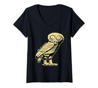 Womens Owl of Minerva Athene Noctua Greek Mythology Wisdom Symbol V-Neck T-Shirt