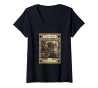 Womens Owl Patience and Wisdom Screech Bird Gothic Tarot V-Neck T-Shirt