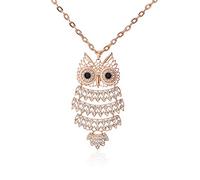 Women's Owl Pendant Long Sweater Y Necklace, Lasso Chain Green Alloy Zircon Winter Best Birthday Gift for Girl
