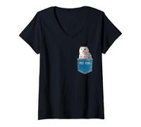 Womens Owl Shirt Snowy Owl Pocket Pet Owl V-Neck T-Shirt
