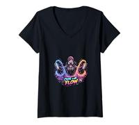 Women's Own The Flow Urban Street Art Graphic V-Neck T-Shirt