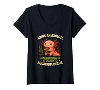 Womens Owns An Axolotl Also Emotionally Attached To Aquarium Decor V-Neck T-Shirt
