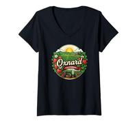 Women's Oxnard California Strawberry Farm Vintage Graphic Design V-Neck T-Shirt
