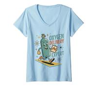 Women's Oxygen Delivery Expert Vintage Mascot Respiratory Therapist V-Neck T-Shirt