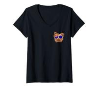 Womens OZ Flag Yorkshire Terrier Dog Australia Pocket V-Neck T-Shirt