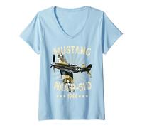 Womens P-51D Mustang Vintage North American P-51D Fighter Warbirds V-Neck T-Shirt