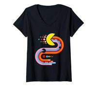 Women's 【PAC-MAN】PAC-MAN 40th Anniversary 010 V-Neck T-Shirt