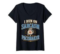 Women's Pacemaker Heart Sarcasm Cardiac Device V-Neck T-Shirt