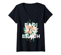 Women's Pacific Beach Floral Design Pacific Beach San Diego CA V-Neck T-Shirt
