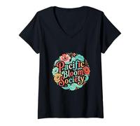 Women's Pacific Bloom Society Unity Culture Design V-Neck T-Shirt