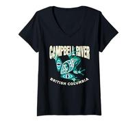 Womens Pacific Northwest Frog Campbell River BC Native V-Neck T-Shirt
