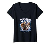 Women's Pack 4 Life Wolf Vintage 90s Leader Bootleg Tour Style V-Neck T-Shirt