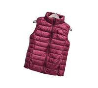 Women's Packable Lightweight Down Vest Body Warmer Winter Down Waistcoat Down Puffer Gilet Vest Waterproof Sleeveless Zipper Stand Collar Gilet Jacket Outwear Outdoor Quilted Zip Vest Wine Red XL