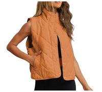 Women's Packable Puffer Gilet Fleece Lined Vest Longline Hooded Quilted Cropped Vests Wind Resistant Two Gilets Outdoor with Zip Pockets Riding Cycling Golf Spring Fall Winter