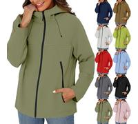 Womens Packable Rain Jacket - Ladies Rain Jackets Waterproof Long, Loose | Jacket Pure Color Windbreaker Jackets Comfortable Hooded RainCoat With Zip Pockets Relaxed Fit Trench Coats