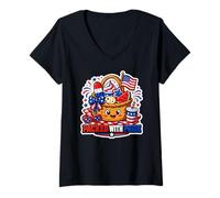 Women's Packed with Pride Kawaii 4th of July Picnic V-Neck T-Shirt