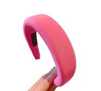 Women's Padded Headband, Candy Colour Sponge Headband, Soft Fabric Hair Band, Elastic Hair Bands, No Teeth, Thick Headbands for Make-Up Remover, Shower, Skin Care, Rose Red