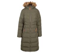 Trespass Women's Jacket Audrey - Waterproof 2000mm, Windproof, Faux Fur Trim, Padded, 2 Zip Pockets, Grown on Hood, Two Way Front Zipper, Longer Length, Badge Detail on Sleeve