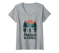 Womens Paddle and Chill Kayaking Canoe Lake V-Neck T-Shirt