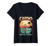 Women's Paddleboarding Cardio with A View V-Neck T-Shirt
