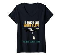 Women's Paddleboarding It was Flat When I Left Funny SUP Wind V-Neck T-Shirt