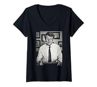Women's Paddy Ashdown Politician Liberal Democrats By Dick Barnatt V-Neck T-Shirt
