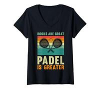 Womens Padel Game Books are Great Padel is Greater Funny Padel V-Neck T-Shirt