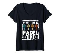 Womens Padel Game Everytime is Padel TIME Funny Padel V-Neck T-Shirt