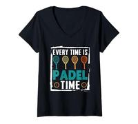 Womens Padel Game Everytime is Padel TIME Funny Padel V-Neck T-Shirt
