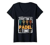 Womens Padel Game Everytime is Padel TIME Funny Padel V-Neck T-Shirt