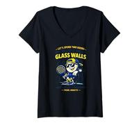 Women's Padel Glasswall Ironic Hobby Sports V-Neck T-Shirt