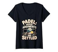 Women's Padel Where Arguments are Settled Match Court V-Neck T-Shirt