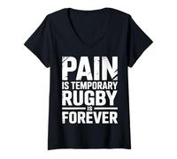 Women's Pain is Temporary Rugby is Forever V-Neck T-Shirt