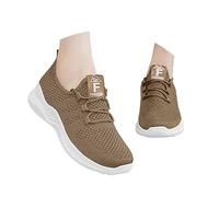 Womens Pain Walking Trainers Mesh Breathable Running Sneaker Summer Lace Up Lightweight Non Slip Sneakers Casual Wide Fit Tennis Shoes with Memory Foam Durability Footwear for Gym Jogging Coffee