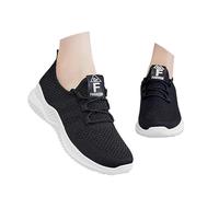 Womens Pain Walking Trainers Mesh Breathable Running Sneaker Summer Lace Up Lightweight Non Slip Sneakers Casual Wide Fit Tennis Shoes with Memory Foam Durability Footwear for Gym Jogging Black