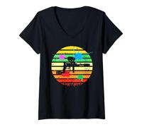 Womens Paintball Battlefield Cleaner Retro Splat Fun V-Neck T-Shirt