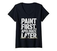 Women's Paintball Scenario Paint First Woodsball Player V-Neck T-Shirt