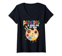 Women's Painting is Good for My Soul Color Palette Joy V-Neck T-Shirt