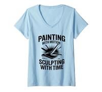 Womens Painting With Motion Sculpting With Time Animation Sketch V-Neck T-Shirt