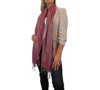 Women's Paisley Jacquard Design Scarf with Tassel Ends Deep Red Beige