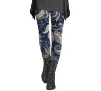 Women's Paisley Print Leggings, HIGH-Waisted Stretchy Yoga Pants, Soft Comfortable Slim FIT Trousers, Elastic Waist Casual Workout Leggings, Ideal for Gym, Yoga, and Everyday WEAR Khaki